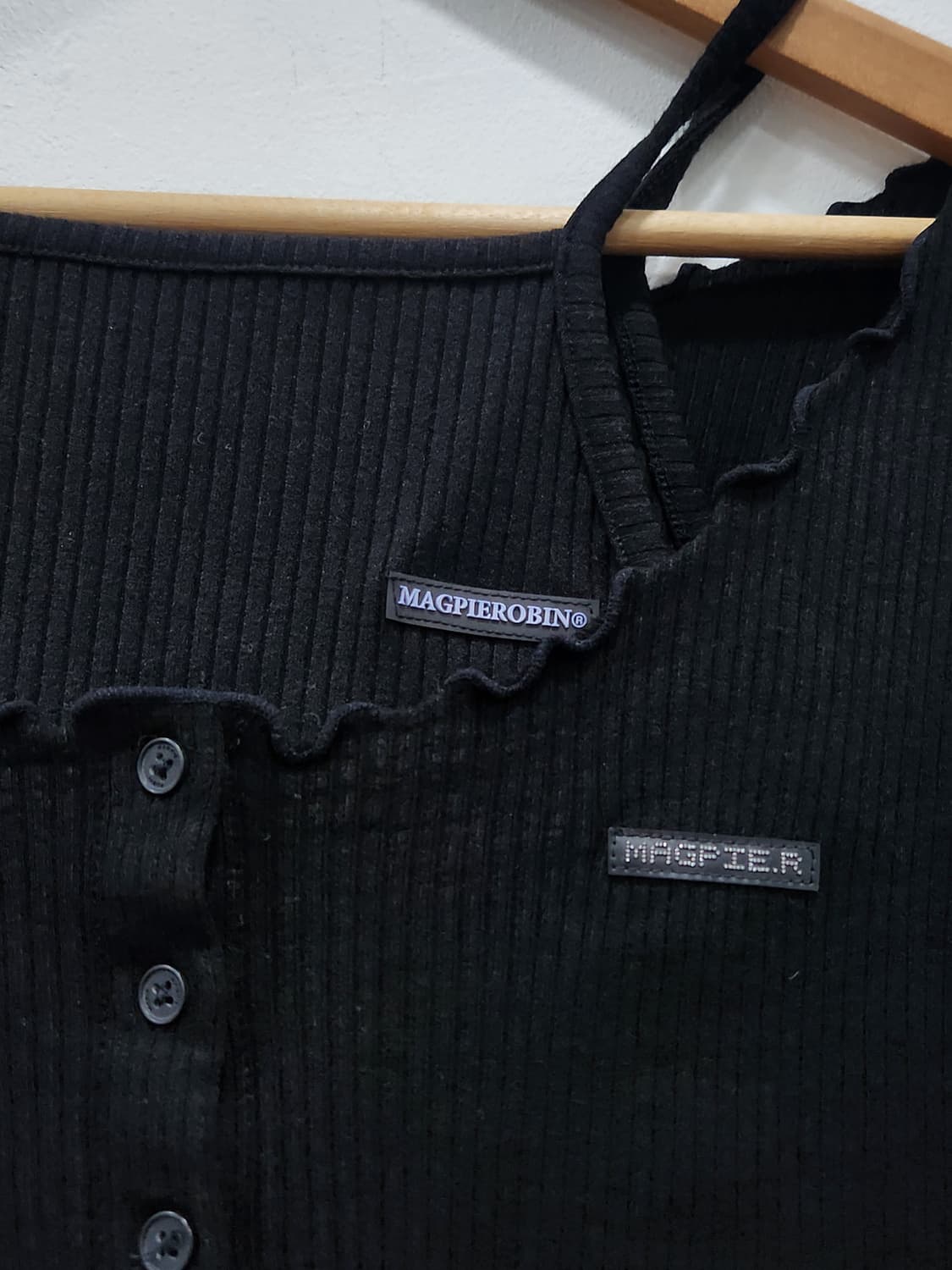 [F] 맥파니로빈 반팔 가디건 민소매 세트 블랙 얇은 골지 니트 상품이미지4