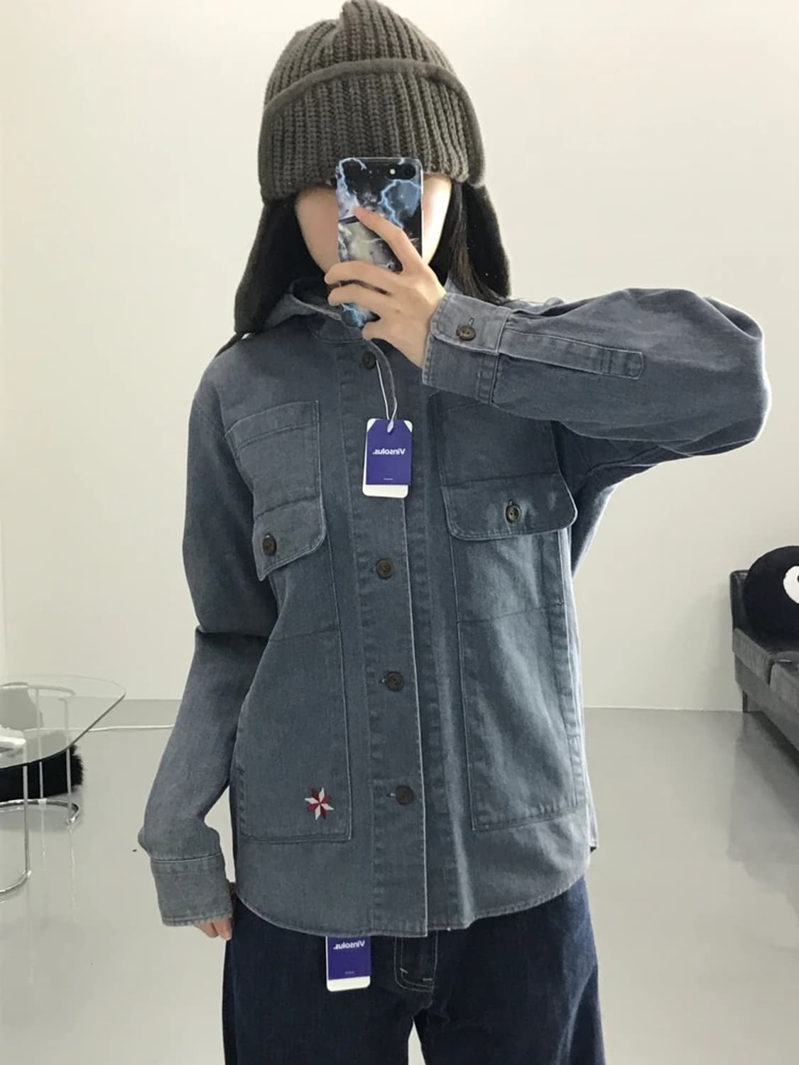 00's 나스웜 DAKOTA 후드 데님 셔츠 자켓 상품이미지1