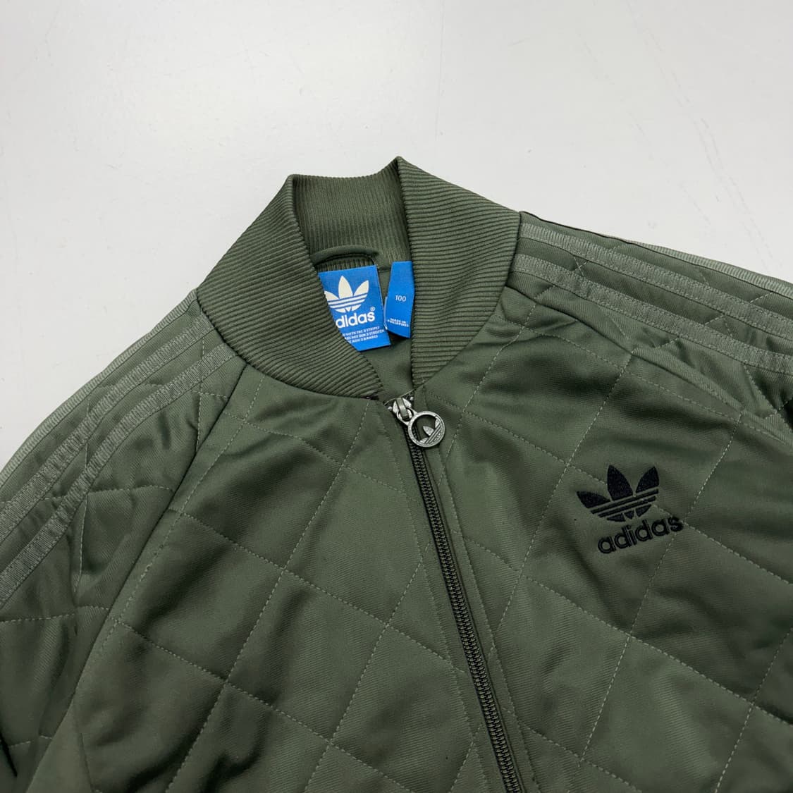 아디다스 카키 삼선 파이어버드 퀼팅 집업 자켓 상품이미지3