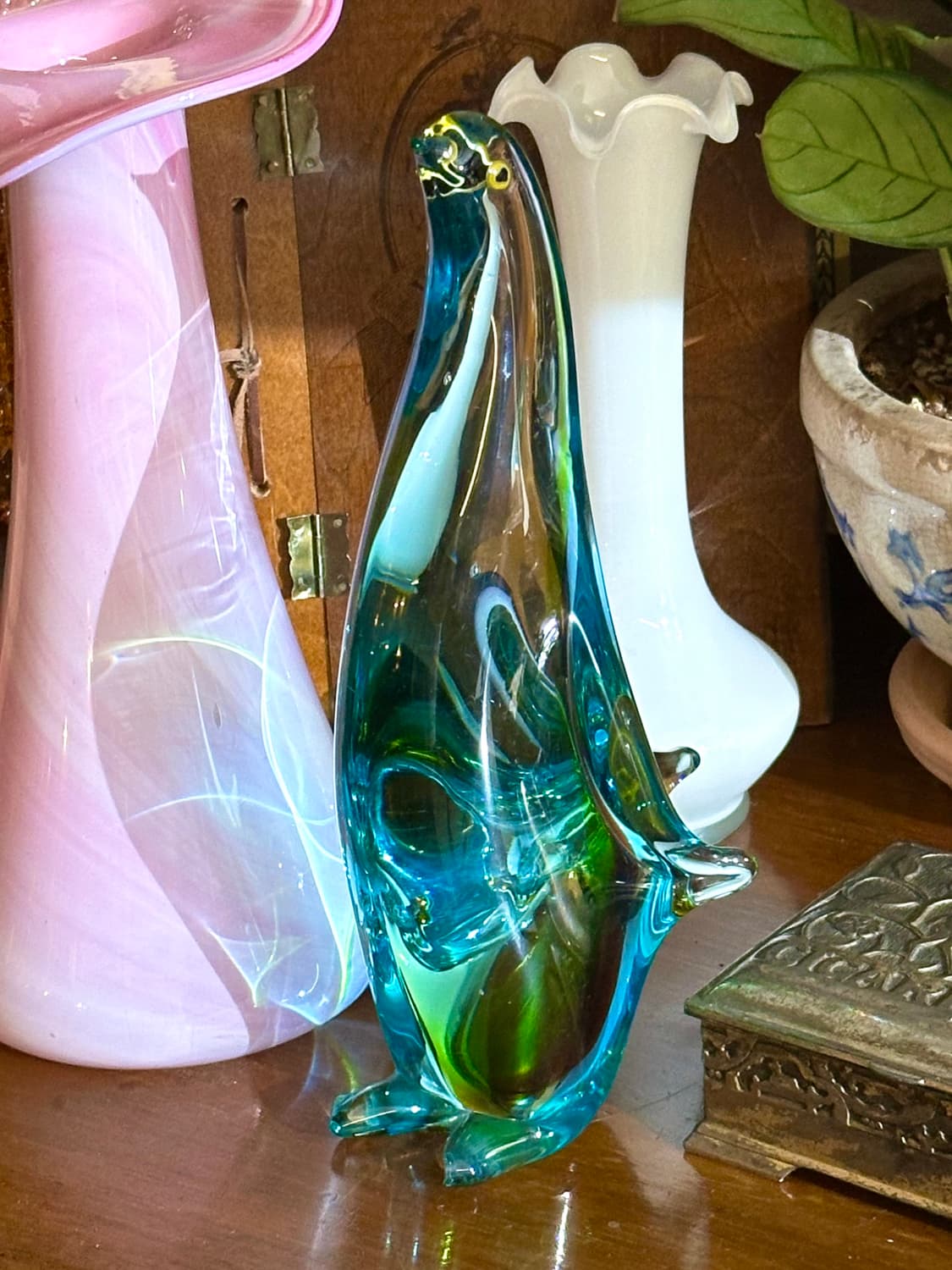 일본 빈티지 마르티 아트글라스 팽귄 오브제 상품이미지10