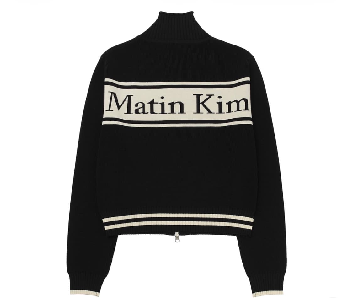 마뗑킴 스펠 포인트 스트라이프 가디건 블랙 상품이미지1