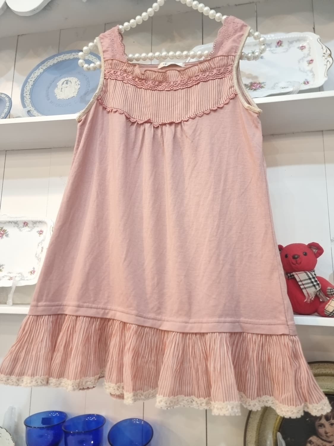 axes femme(악시즈팜므) 딸기우유핑크 레이스 프릴 슬립원피스 상품이미지3