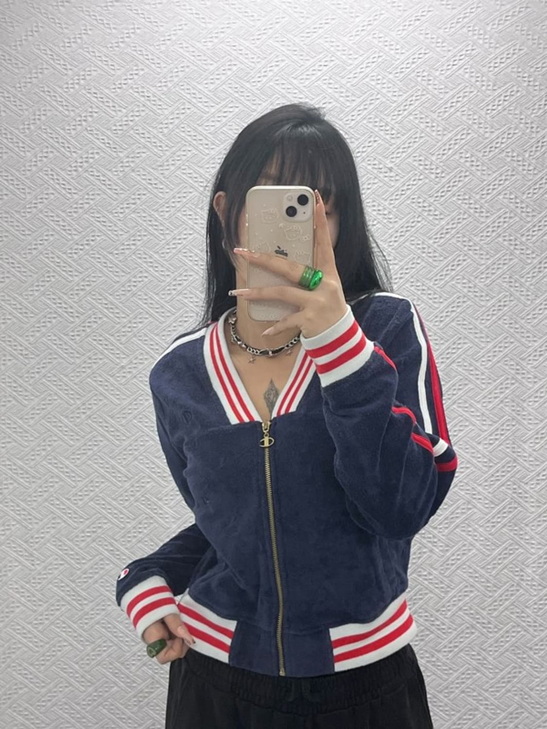 챔피온 올드스쿨 크롭 테리 번아웃 벨벳 집업 S C08223 상품이미지1