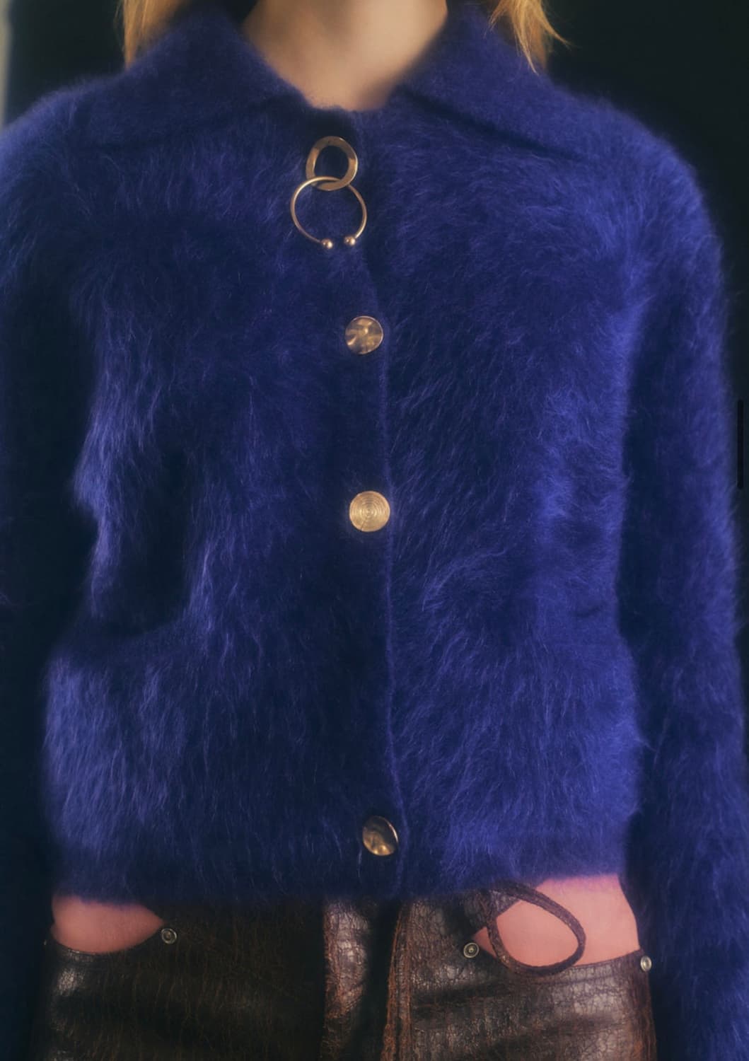 앤더슨벨 헤일리 헤어리 미니 니트 자켓 S 상품이미지4