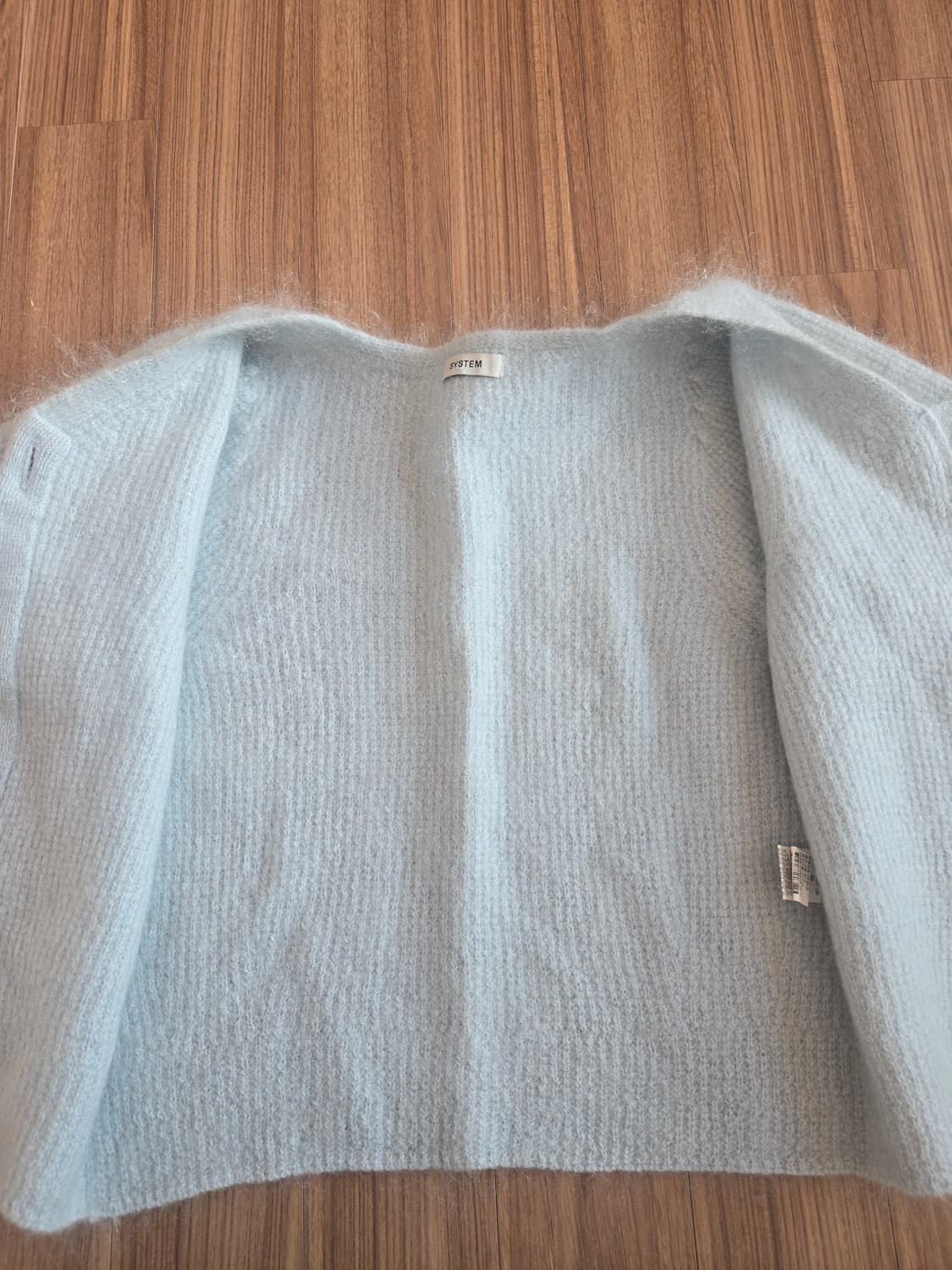 시스템  모헤아가디건 민트하늘색 상품이미지4