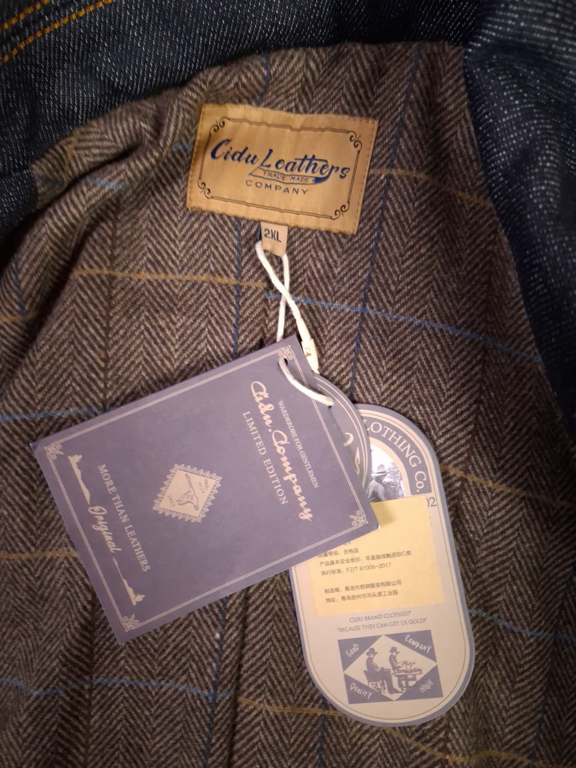 택새제품 WW1 대전용 Cidu Leatthers 데님 더블 트렌치코트 상품이미지4