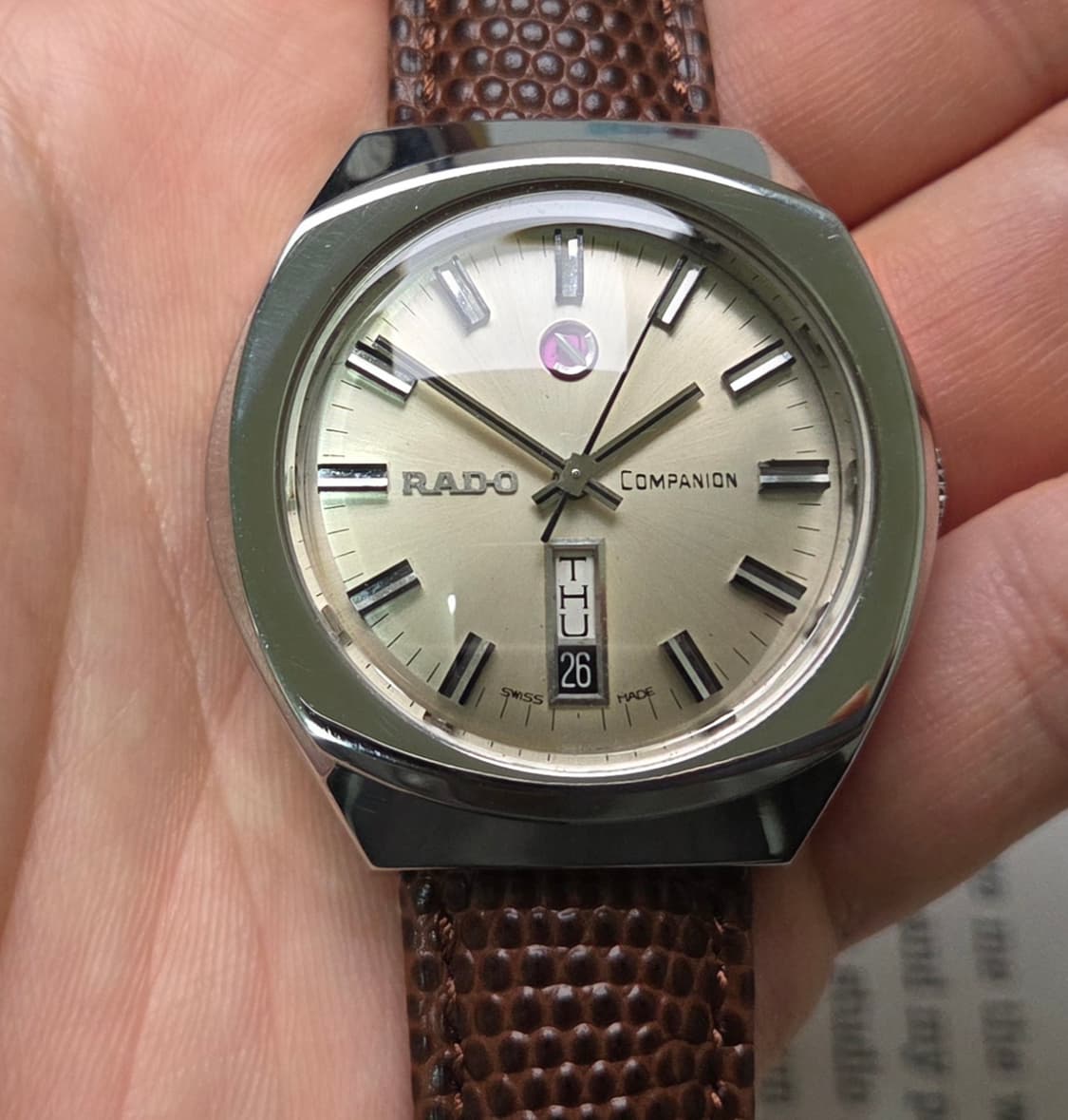 레어] 빈티지 라도 컴패니언 점보 순정 다이얼 와이드보이 데이데이트  상품이미지7