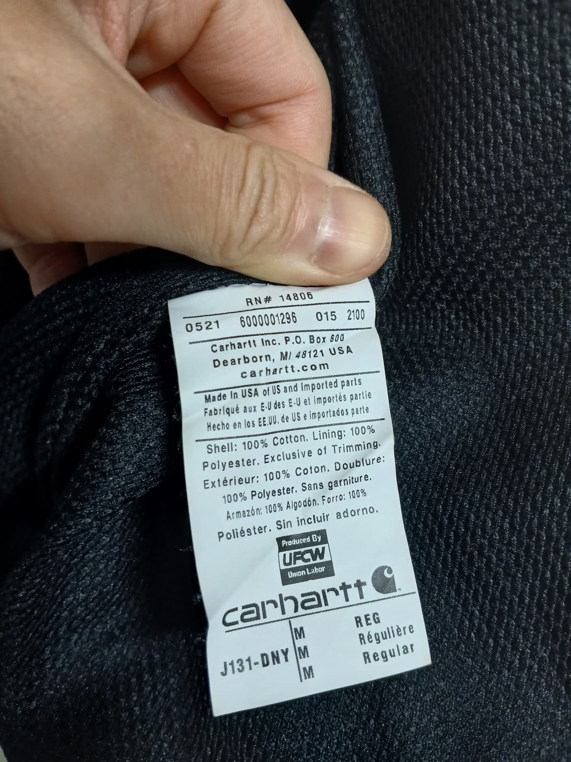 칼하트 / J131 - DNY 다크 네이비 덕 액티브 자켓 / M 상품이미지4