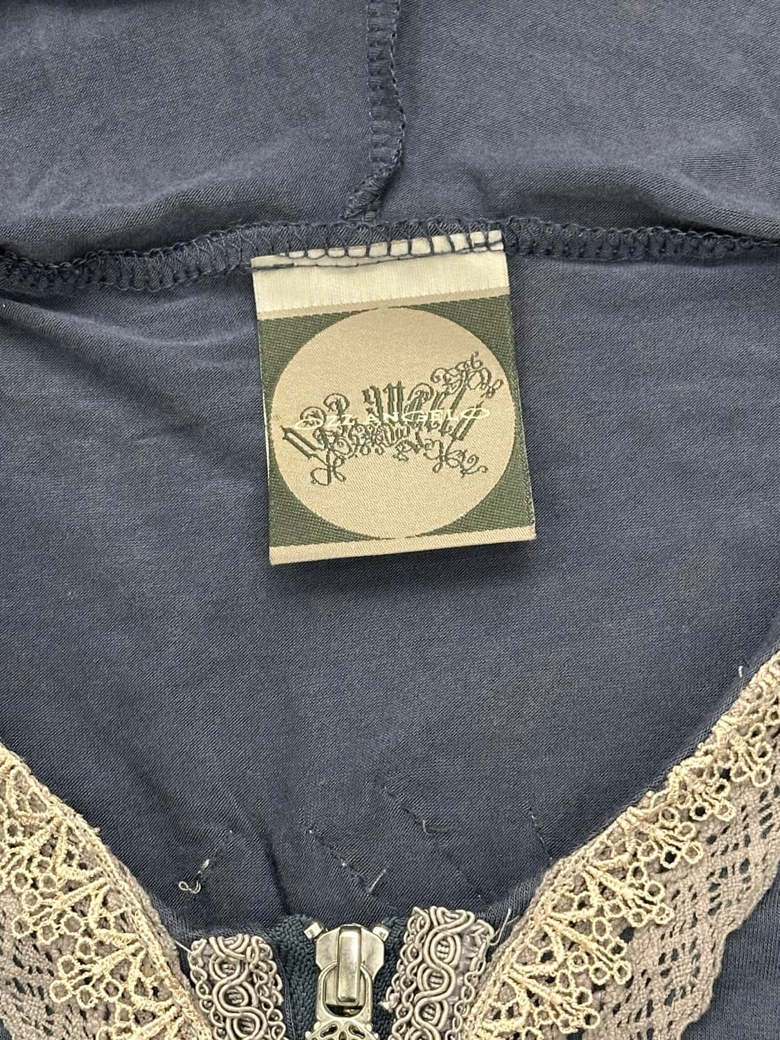 OS)Ozz Angero 빈티지 여성 레이스 디테일 반팔 후드집업 상품이미지6