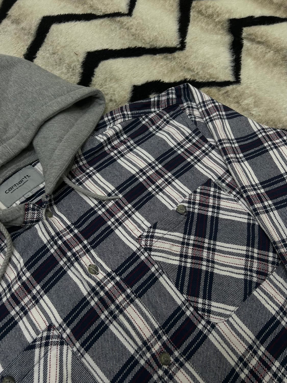 [XL]칼하트Wip 오티스 체크 후드셔츠 상품이미지1