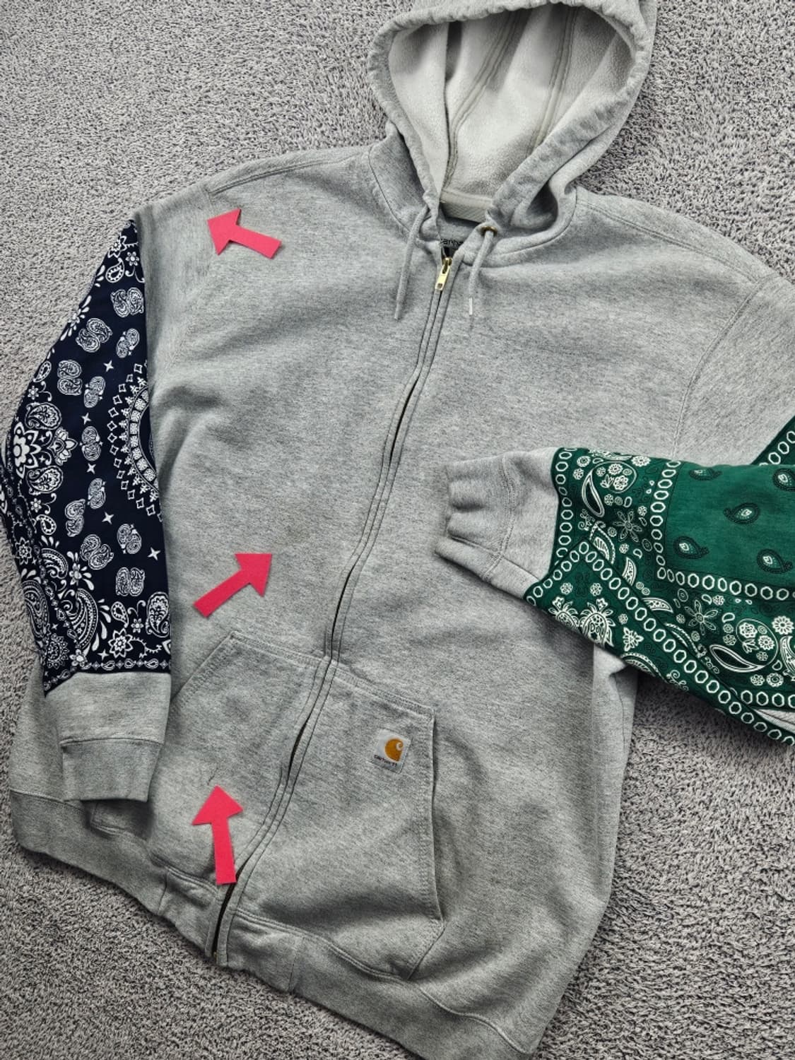 칼하트 페이즐리 반다나 커스텀 스웻 후드 집업 ( XL ) / 11487 상품이미지6