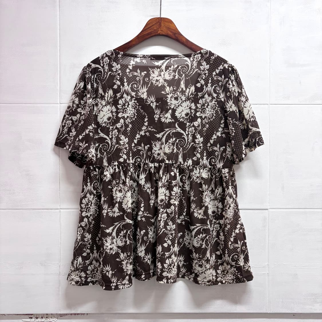 시스루 브라운 스퀘어 히피 페어리 탑 JPN 상품이미지5