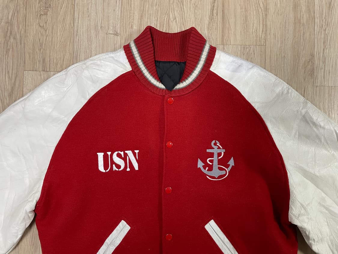 100~105) 콜맨 니팅밀즈 미군 울&레더 숄카라 바시티(RRL&LVC 상품이미지1