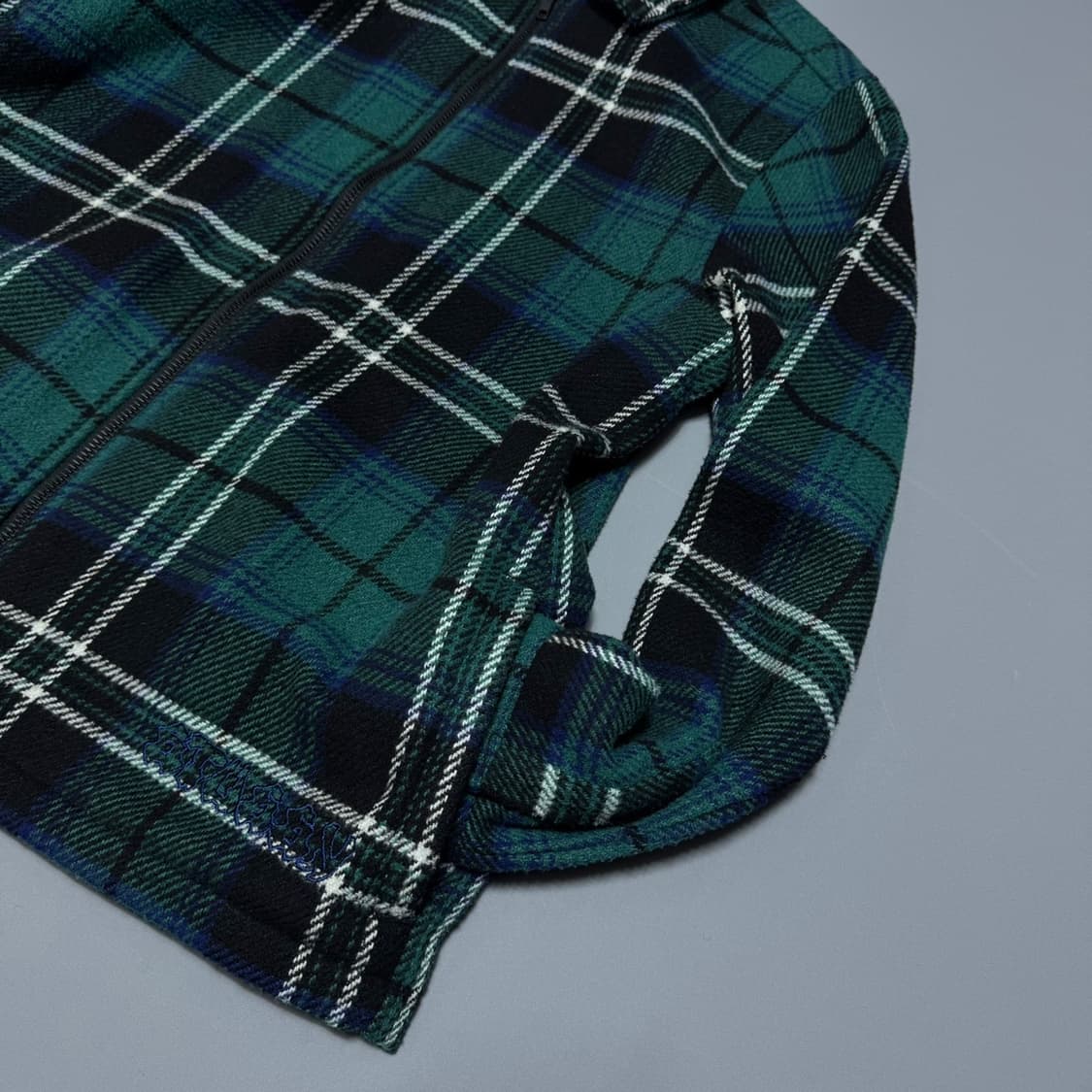 스투시(STUSSY) 그린컬러 플레이드 패턴 울 혼방 집업 블루종 자켓 상품이미지6