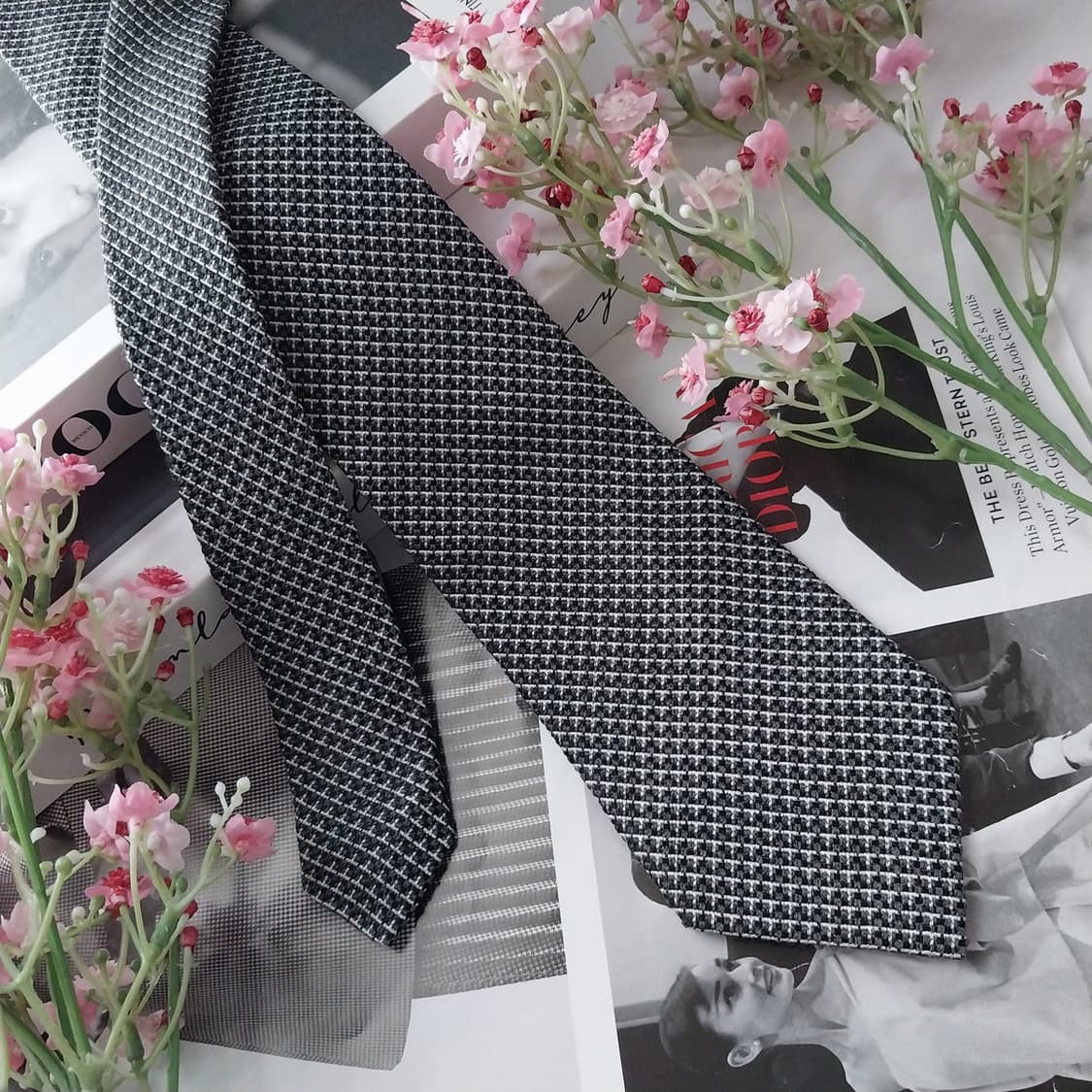 질 스튜어트 실크 텍스처 패턴 슬림 넥타이 7.7cm A+등급 K1443 상품이미지2