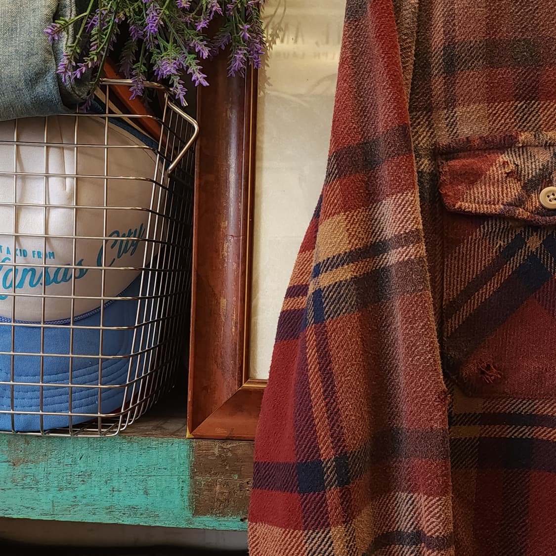 90s 빈티지 체크셔츠 헤비 플란넬 워크셔츠 썬페이딩 레드 데미지 L 상품이미지6