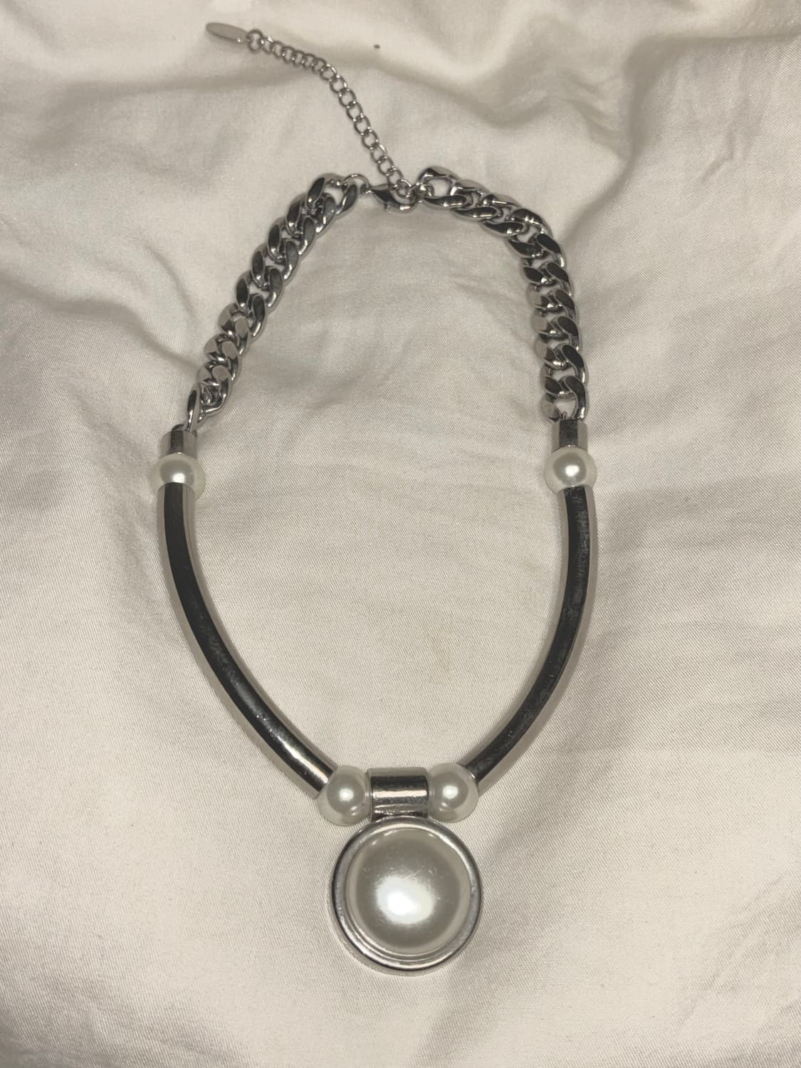실버 진주 오네갸루 오리엔탈 체인 목걸이 상품이미지1