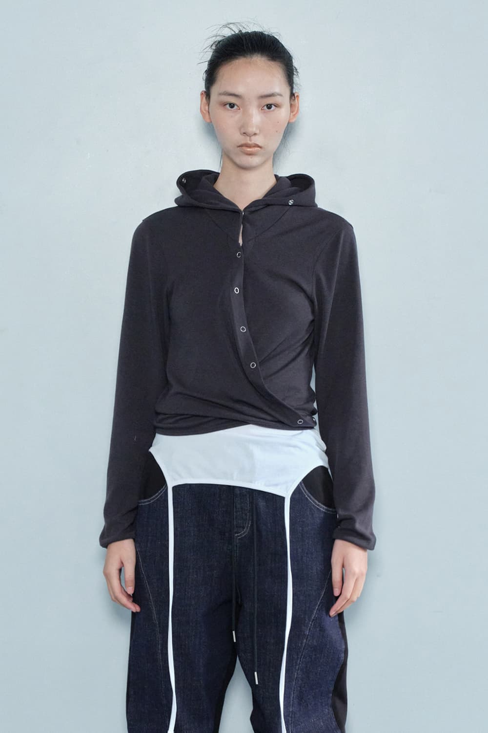 Wrap Hood Cardigan / Charcoal 랩 후드 가디건 상품이미지1