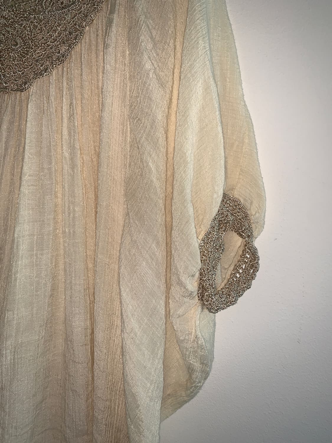 Linen lace u neck long blouse 상품이미지4