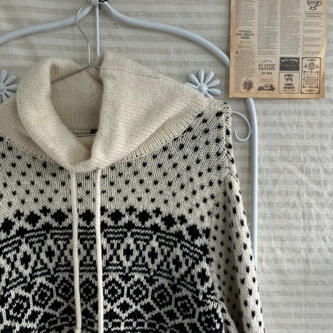 빈티지 아이보리 하트 목폴라 니트 921 y2k 스트릿 모리 갸루 일본빈 상품이미지3