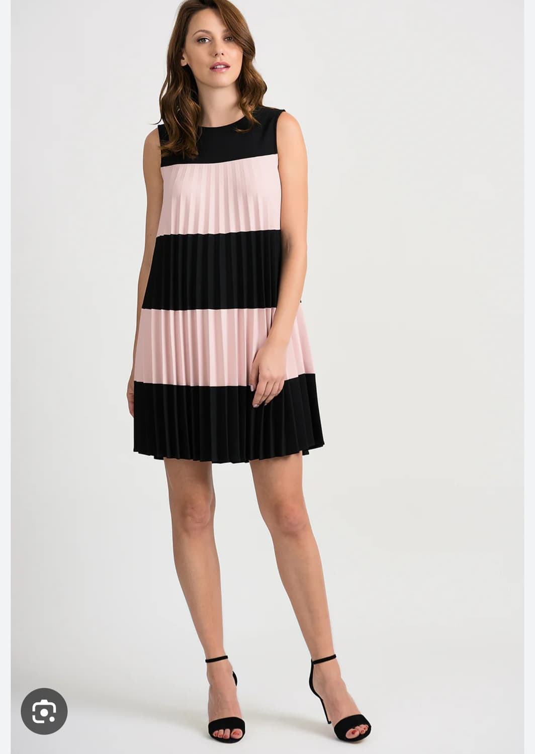 조셉 리브코프 블랙 핑크 플리츠 미니 원피스 상품이미지1
