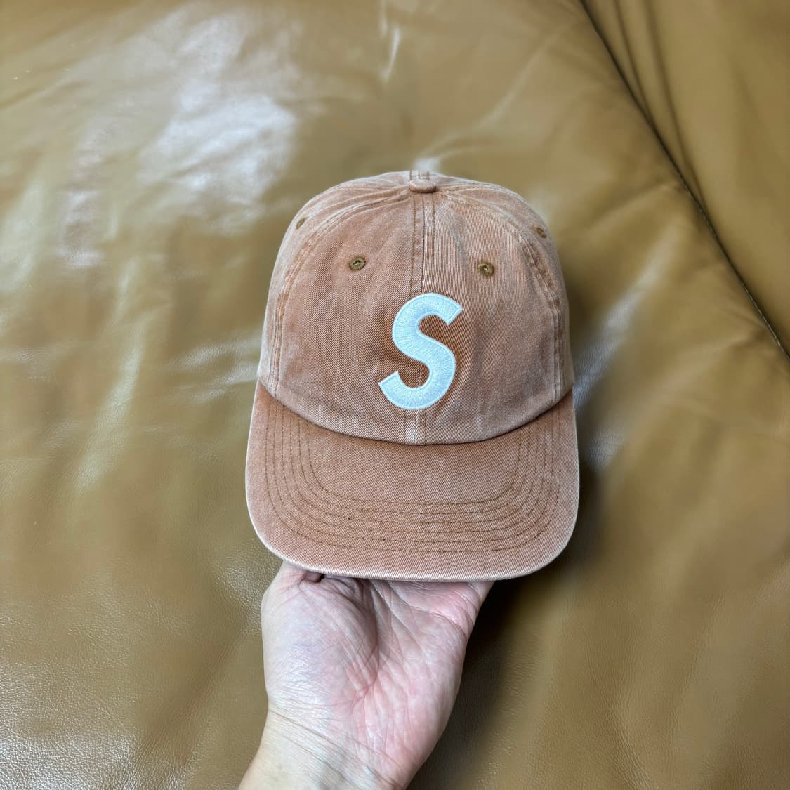 Supreme 슈프림 피그먼트 워시드 탄 S로고 6패널 볼캡 모자 Tan 상품이미지2