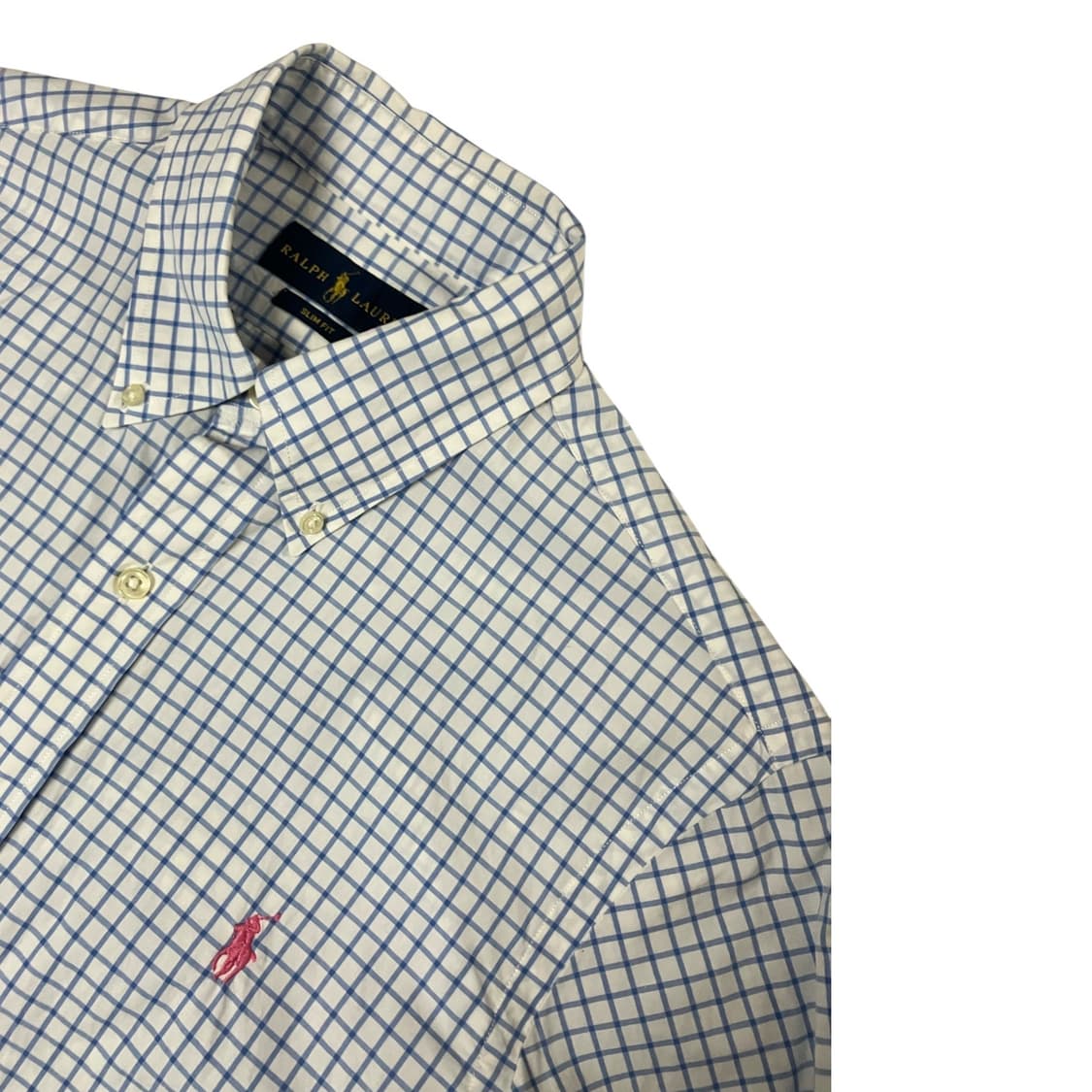 폴로 랄프로렌 슬림핏 면 체크 셔츠 S 상품이미지1