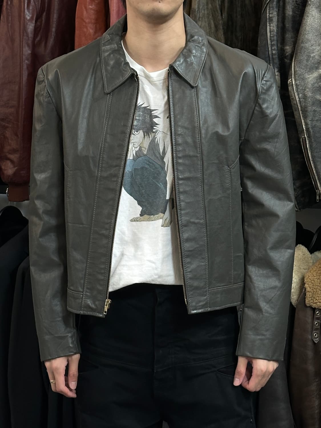 80's 시어스 크롭 레더자켓 빈티지 레더 자켓 상품이미지3