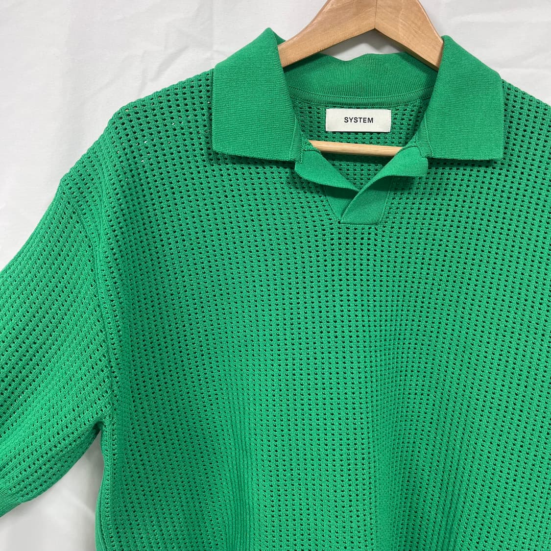 [한섬] 시스템옴므 아일렛 펀칭 반팔 니트 상품이미지4