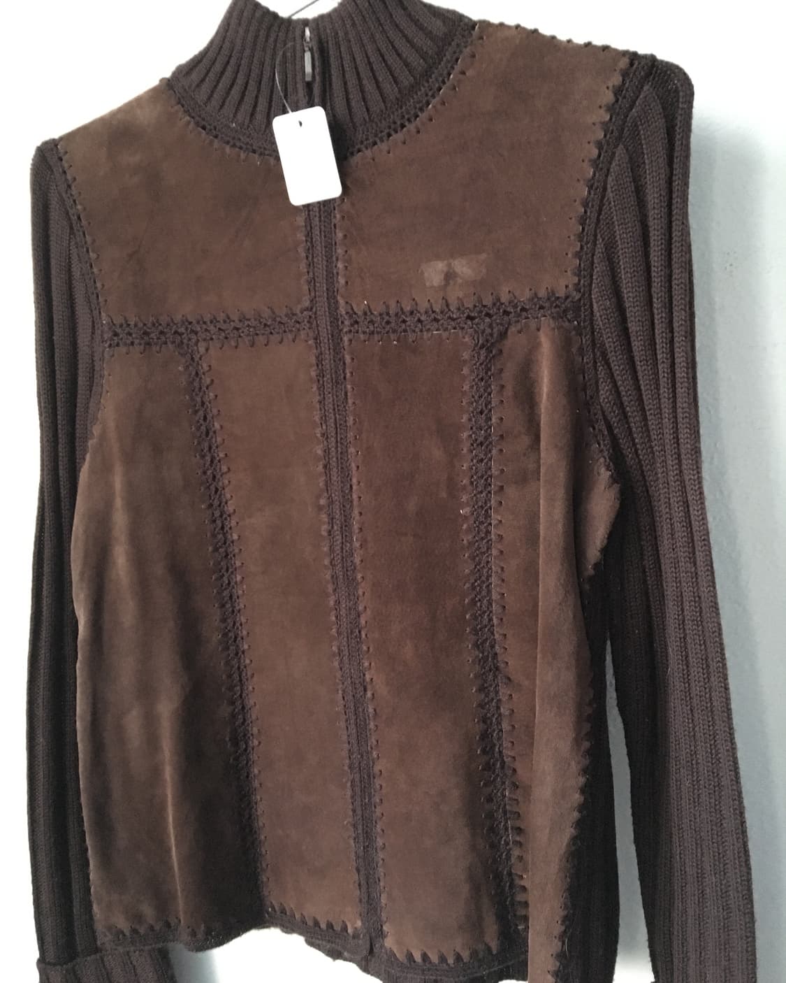 Suede layered ribbed knit zip up 상품이미지5