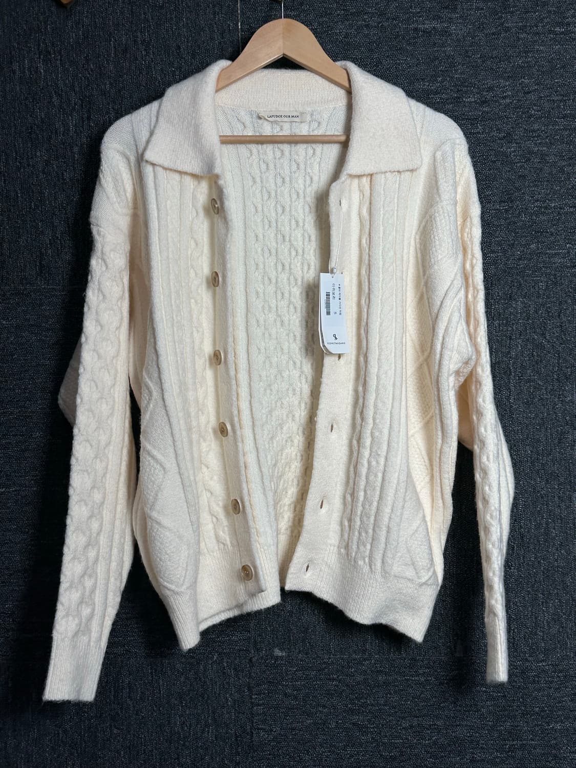 LAFUDGE OUR MAN 아이보리 니트 가디건 S 상품이미지3