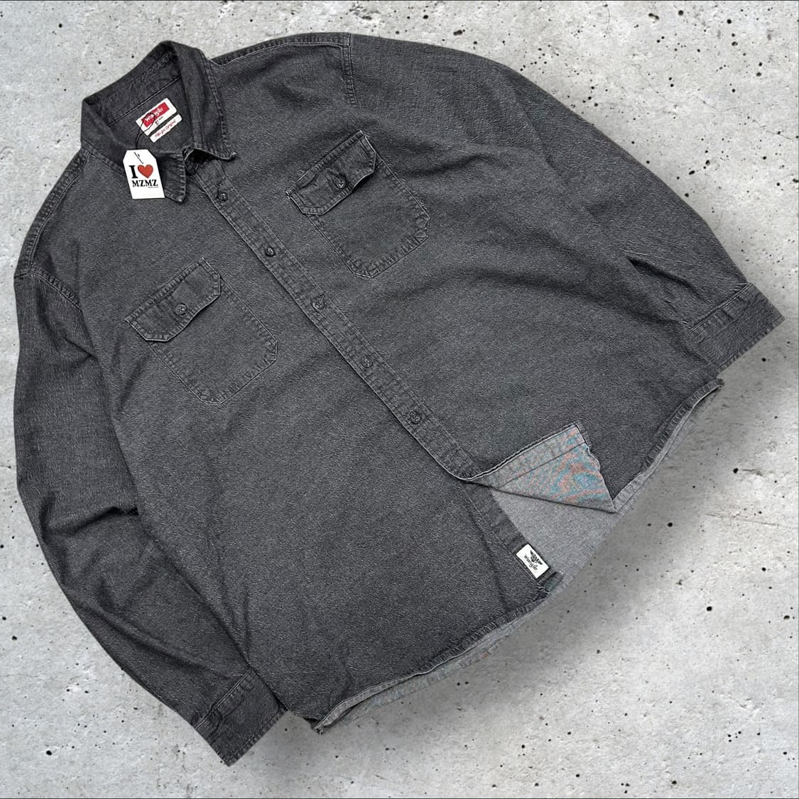 [2XL] 랭글러 투포켓 빈티지 흑청 셔츠 A466 상품이미지1