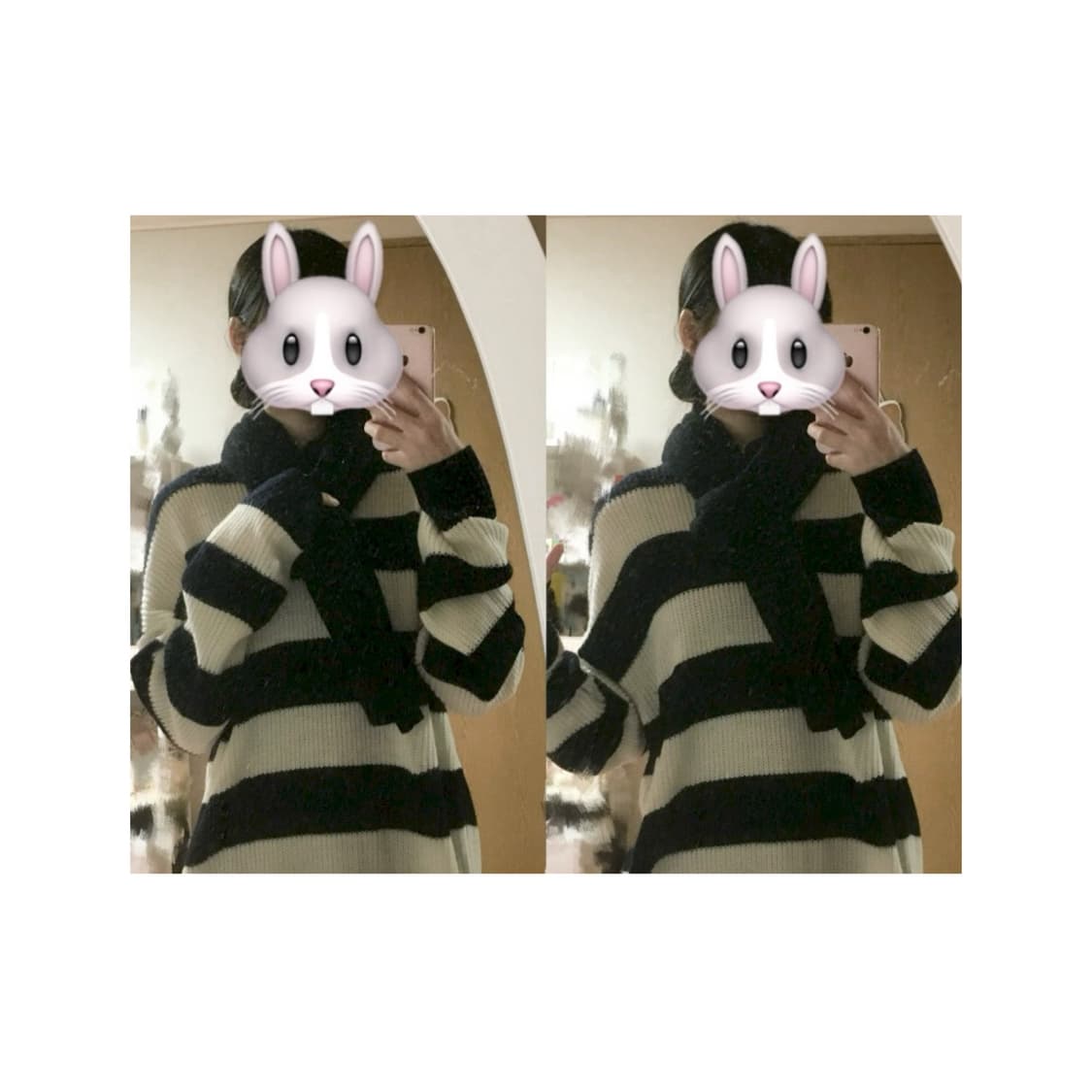 오버핏 스트라이프 니트 오네갸루 상품이미지6