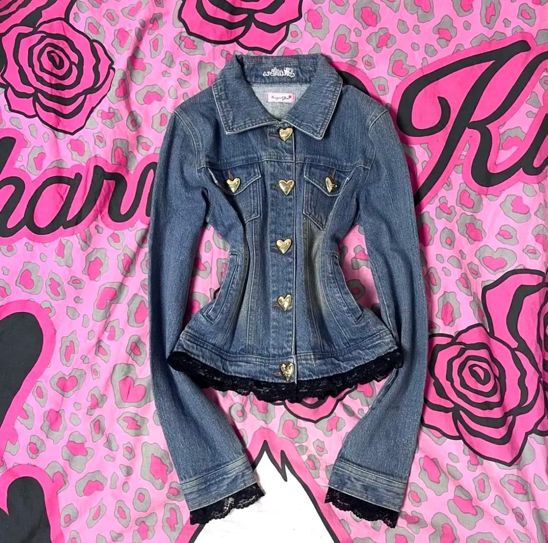 시로키티 MA*RS마즈 레이스 금장 하트버튼 데님 청자켓 상품이미지1