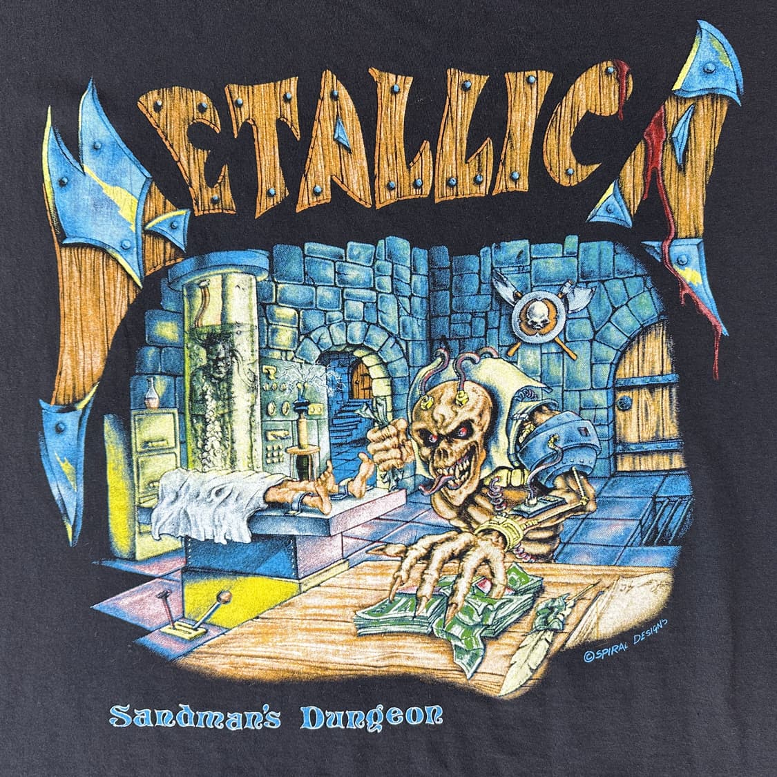 90s 메탈리카 Sandman’s Dungeon 유로 부틀렉 티셔츠 XL 상품이미지4