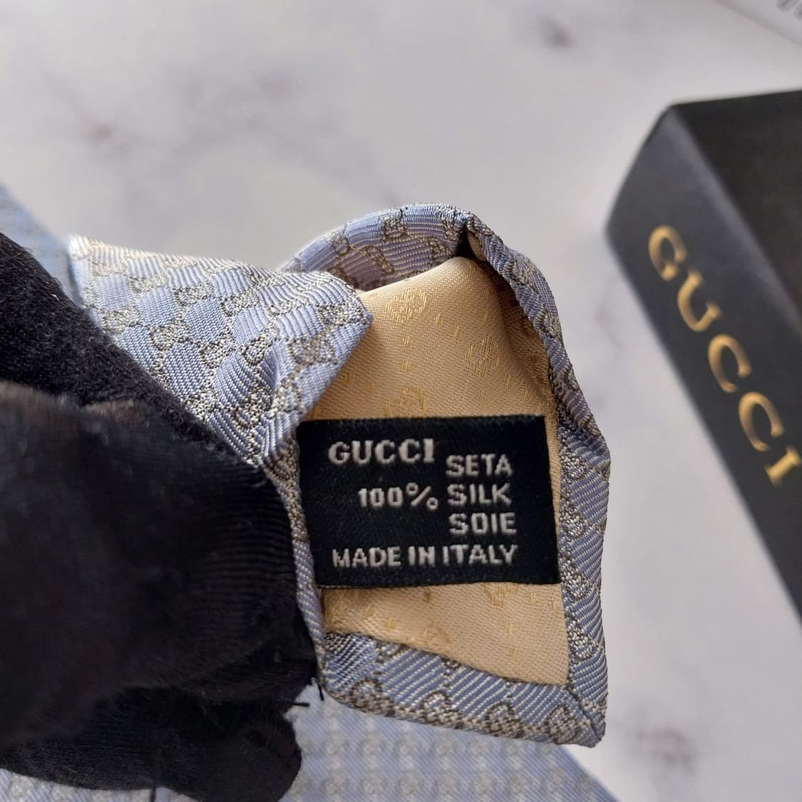 구찌 실크 라이트 블루 GG 자카드 넥타이 9.7cm B등급 K1379
 상품이미지10