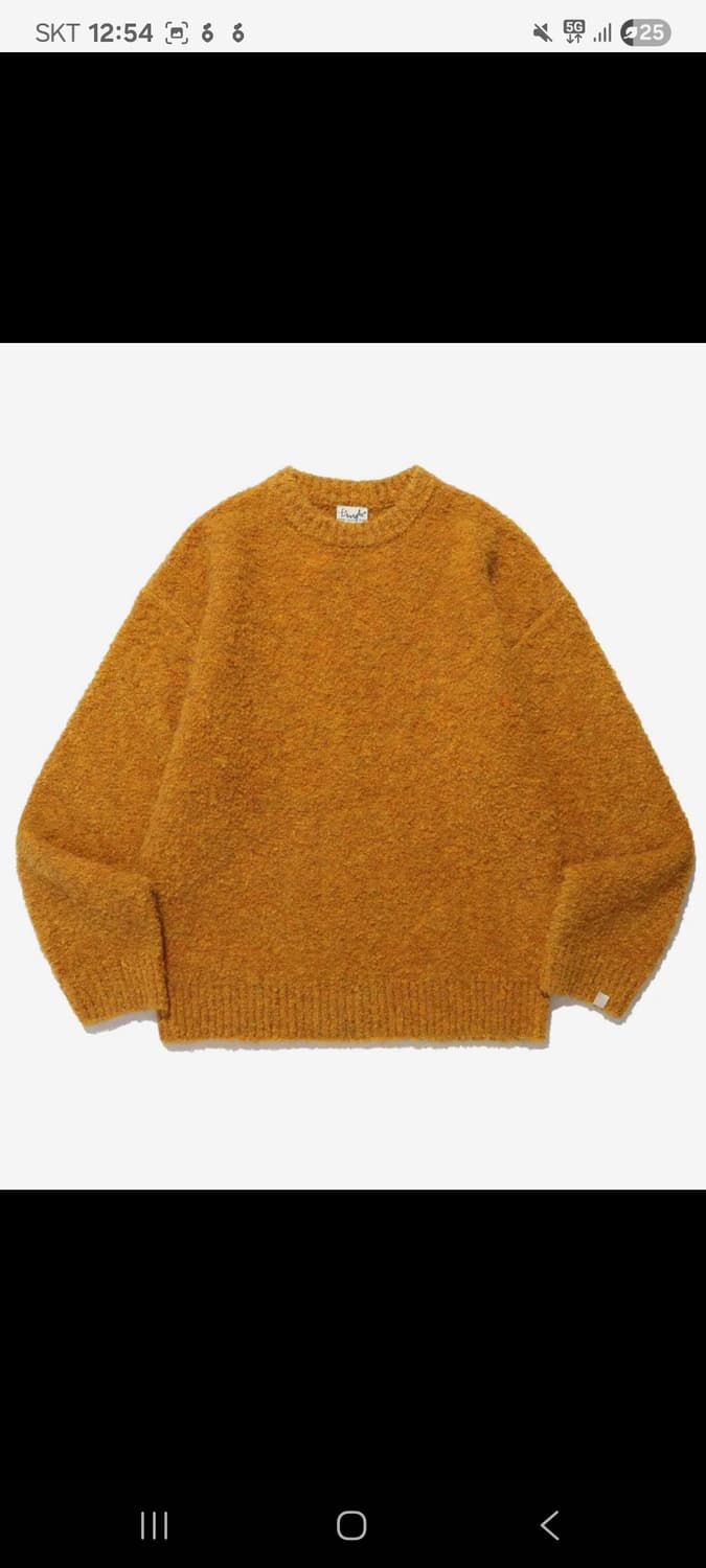 피지컬에듀케이션디파트먼트 부클 니트 머스타드 M사이즈 상품이미지1