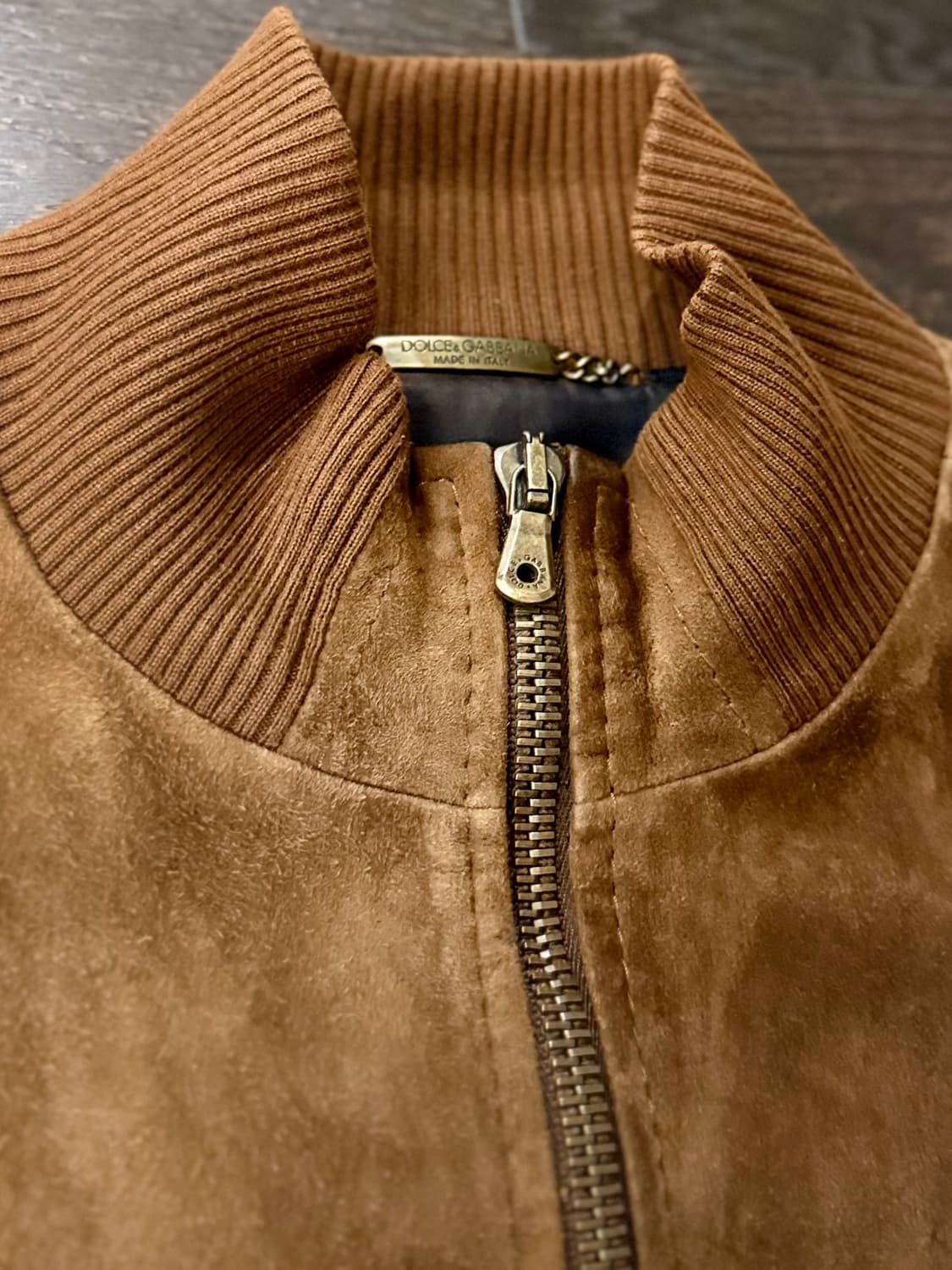 [48]돌체앤가바나 아카이브 브라운스웨이드 블루종<2002>레더카코트;) 상품이미지5