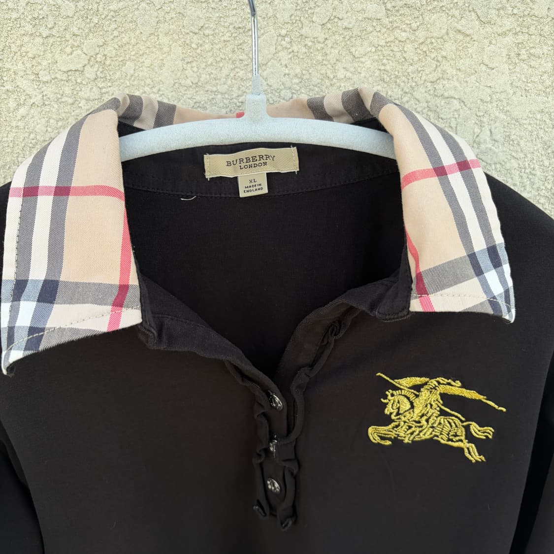 XL)버버리 00s 올드스쿨 금장빅로고 노바패턴카라 프릴 롱슬리브 상품이미지3