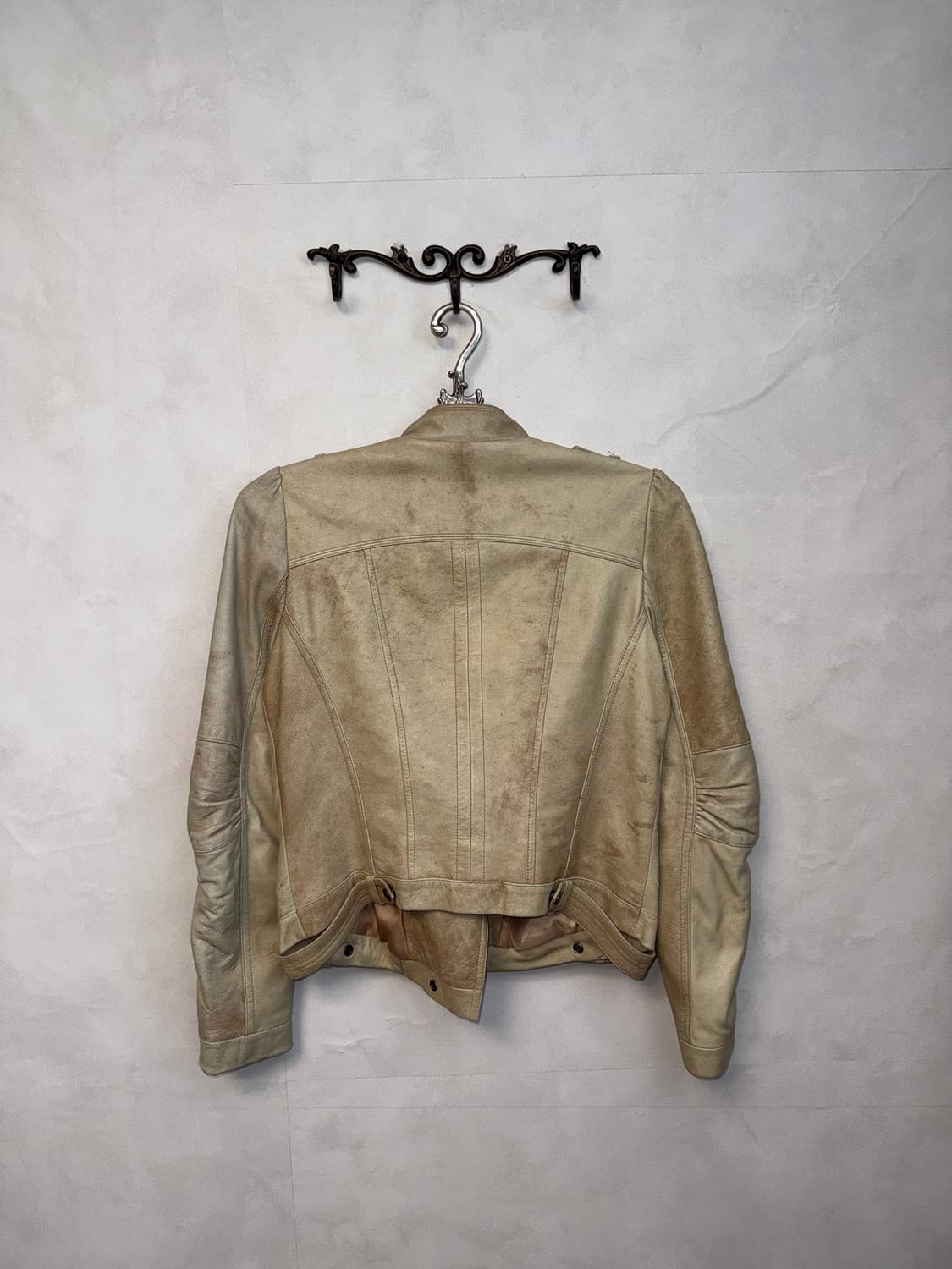 Ivory beige lamb skin shirring zipper jk 상품이미지3