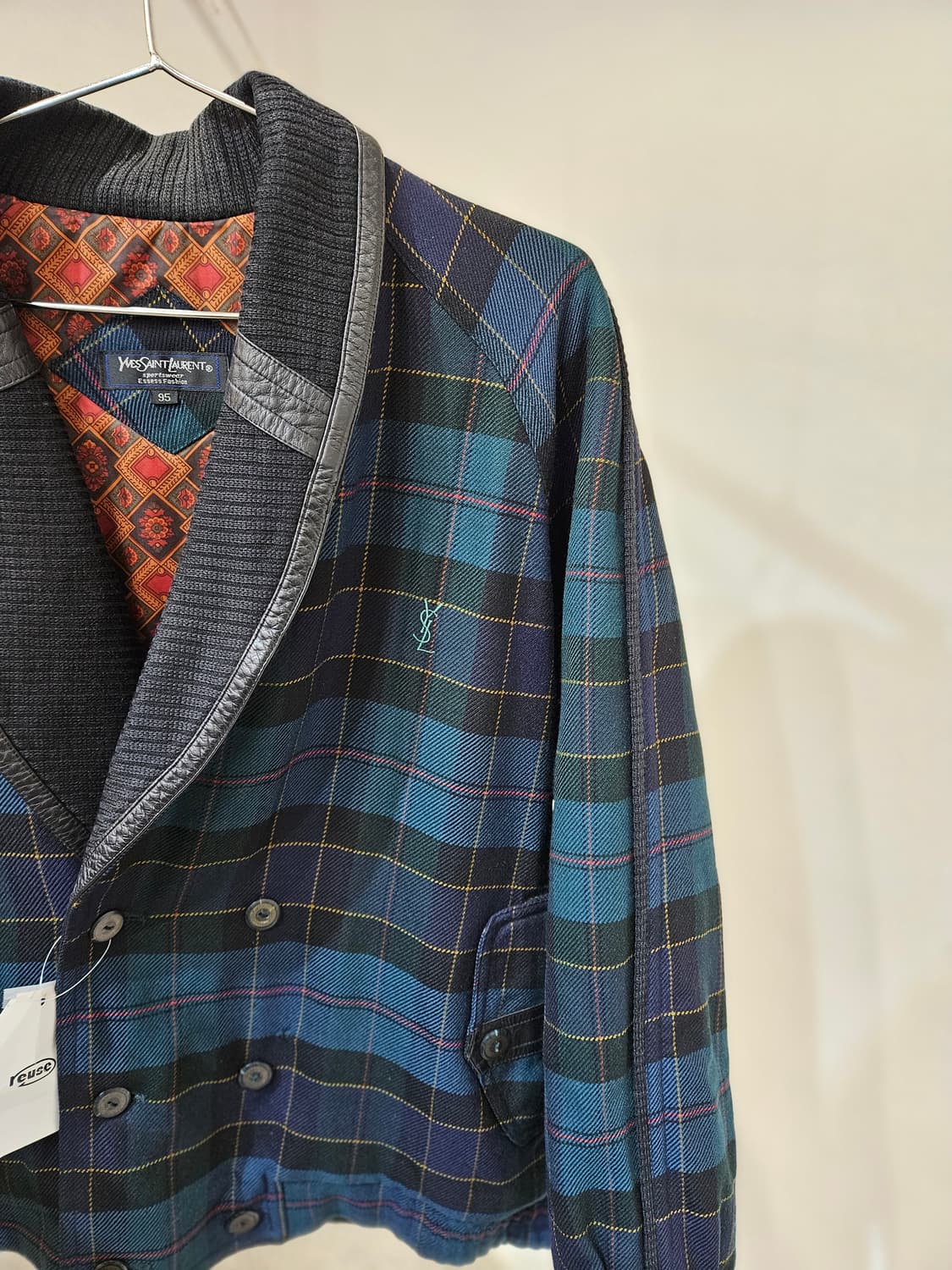 입생로랑 체크 울 자켓 상품이미지5