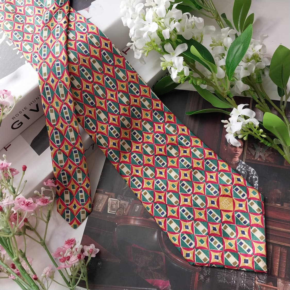 지방시 실크 기하학 패턴 넥타이 9.7cm A+~A등급 k2044 상품이미지2