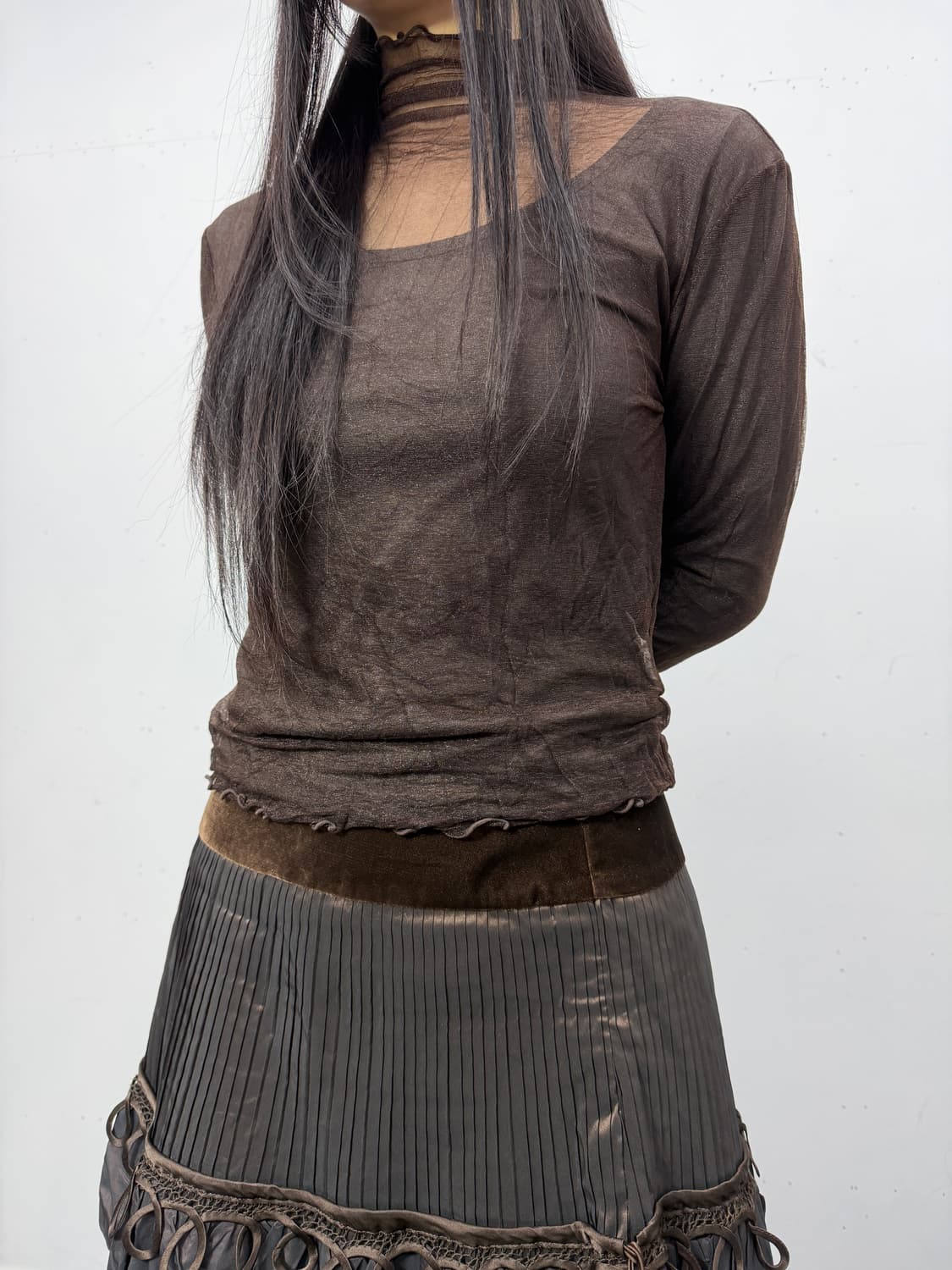 See-through Nylon Turtleneck Top 상품이미지1