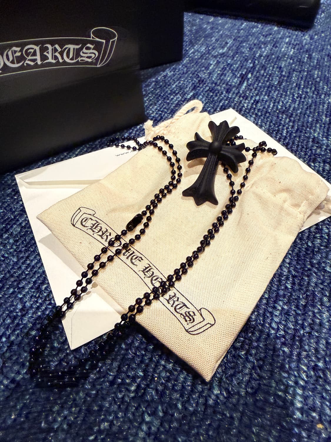 크롬하츠 실리크롬 CH 크로스 블랙 펜던트 새상품 (풀셋 상품이미지3