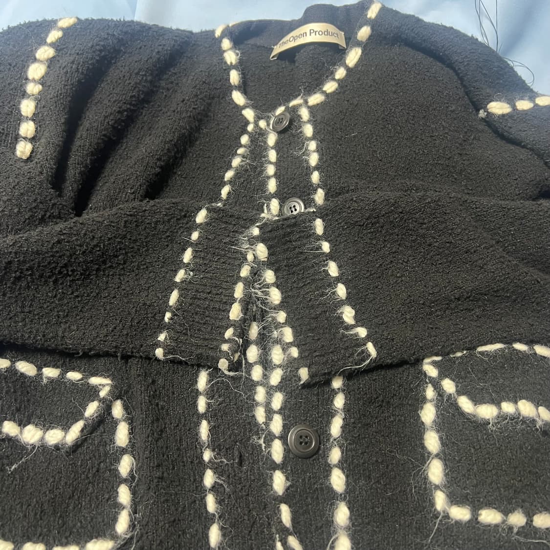 더오픈프로덕트 오픈와이와이 울 스티치 가디건 블랙 상품이미지2