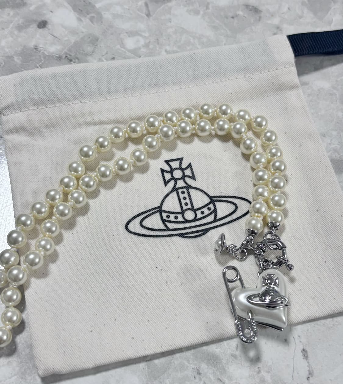 비비안웨스트우드 목걸이 오리에타 클립 옷핀 펄 초커 빈티지 상품이미지2