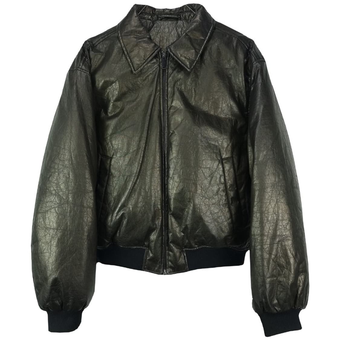 [자라] 글로시드 크랙 패디드 오버핏 봄버 자켓 브라운 M18690 상품이미지2