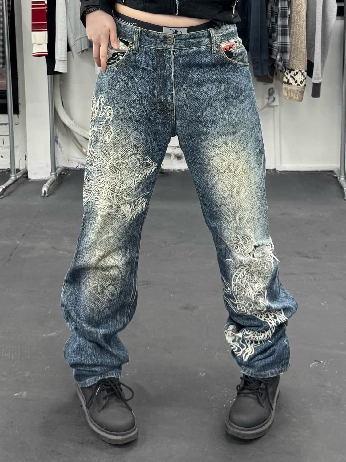 카라쿠리 타마시 오리엔탈 뱀피 데님팬츠 상품이미지2