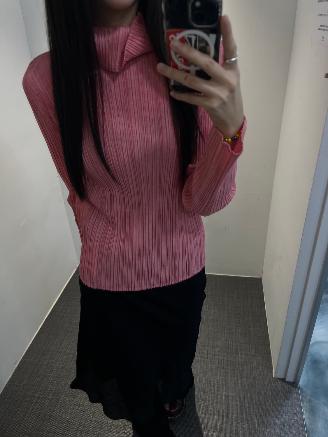 플리츠 플리즈 핑크 기본 긴팔 상품이미지2