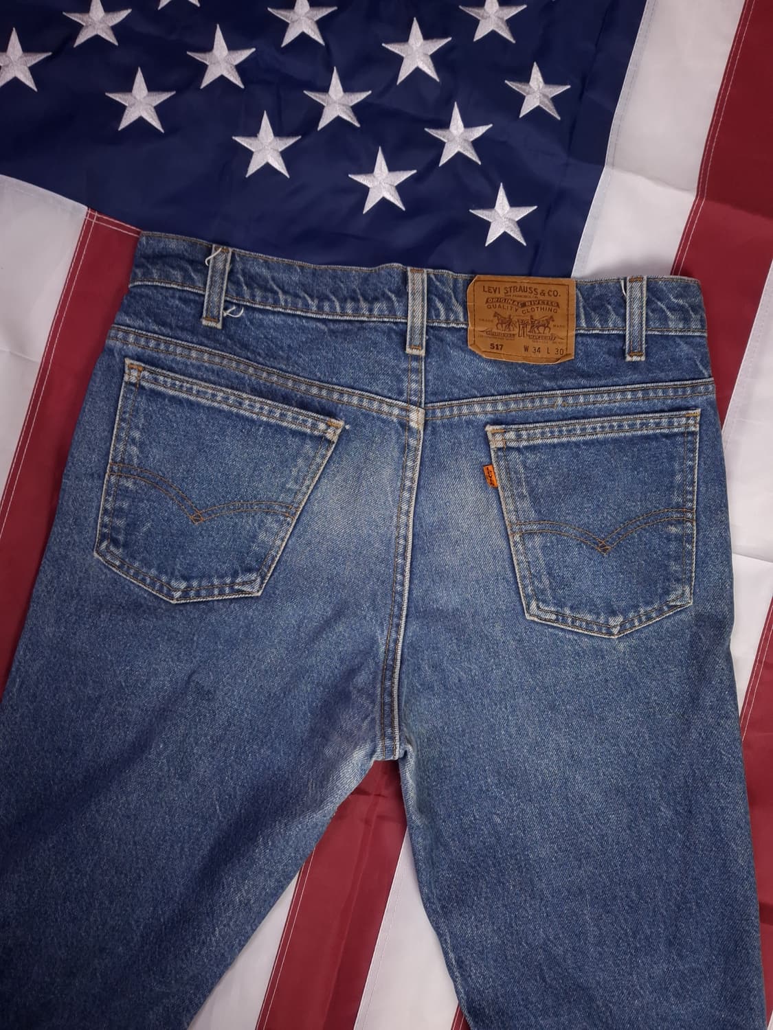 오리지날 80's 미국제조 리바이스 오렌지탭 517 부츠컷 데님진 상품이미지1